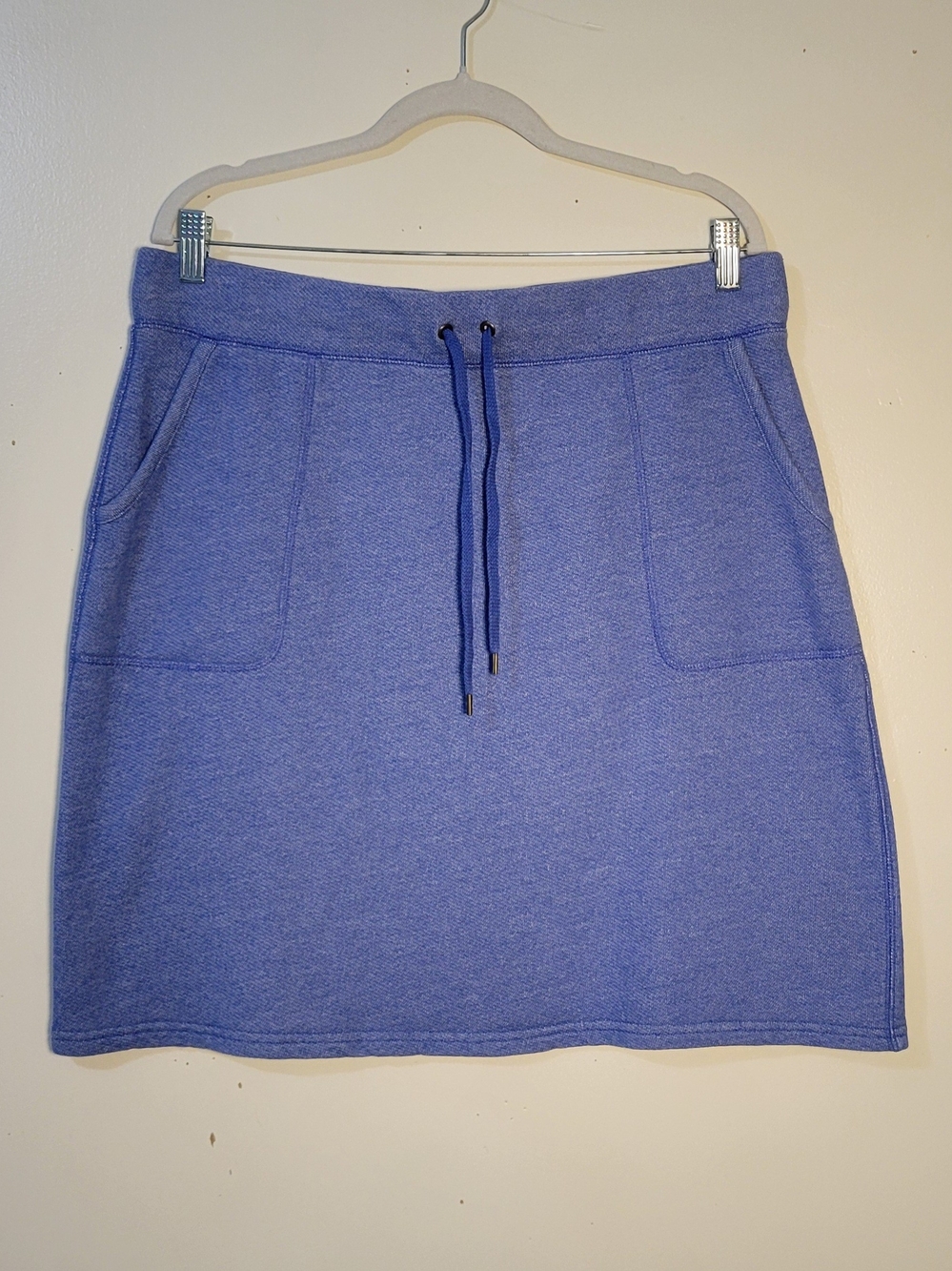 L.L. Bean Women's L Periwinkle Blue French Terry Drawstring Pocket Mini Skirt